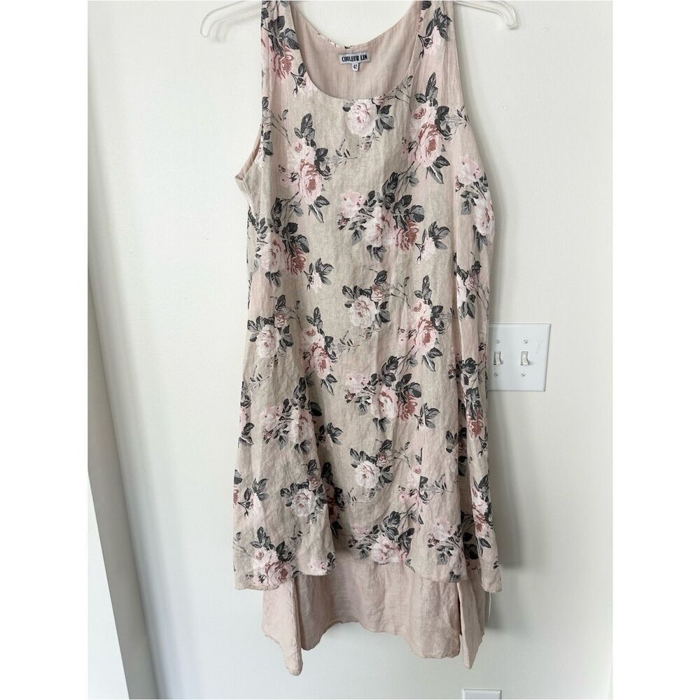 Couleur Lin A-line linen Floral Midi Sundress 42/10-12